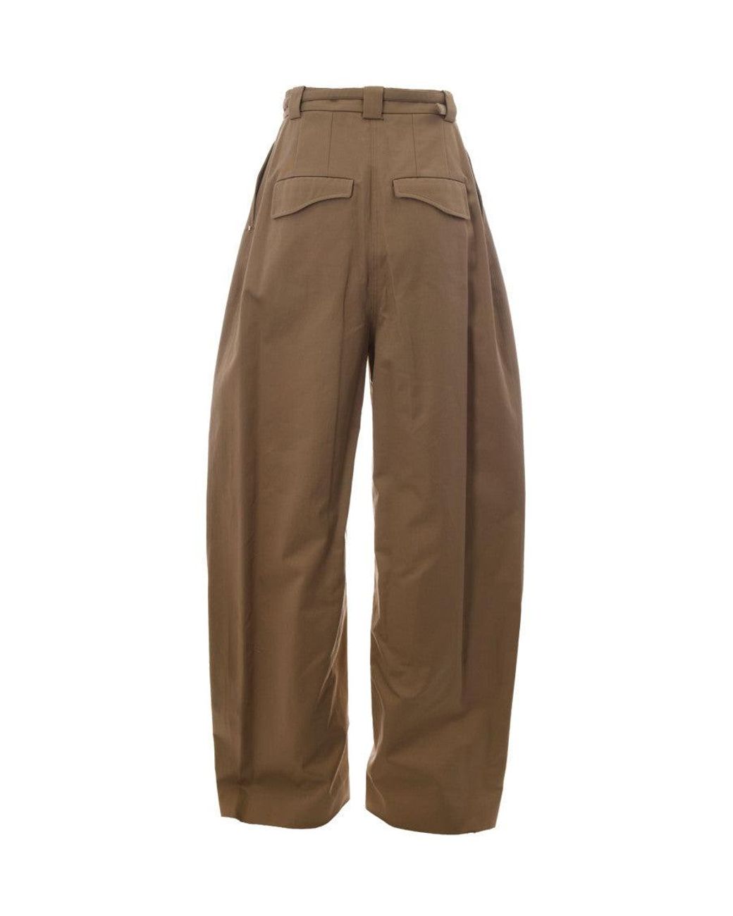 Sportmax Brown Oversized Pleated Pants