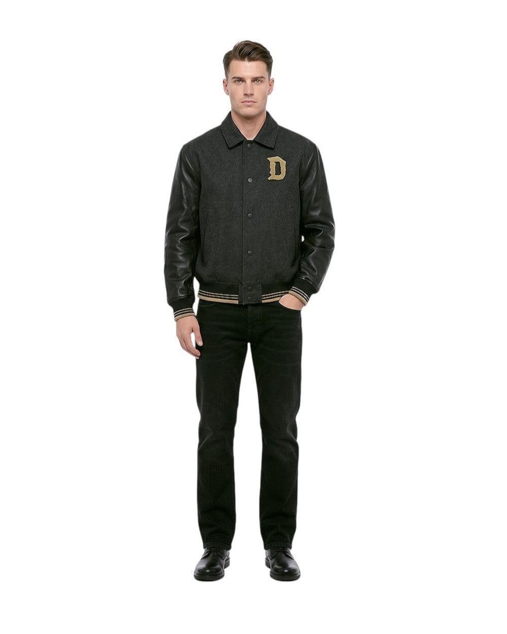 DIESEL Black Regular Logo Jacket for men