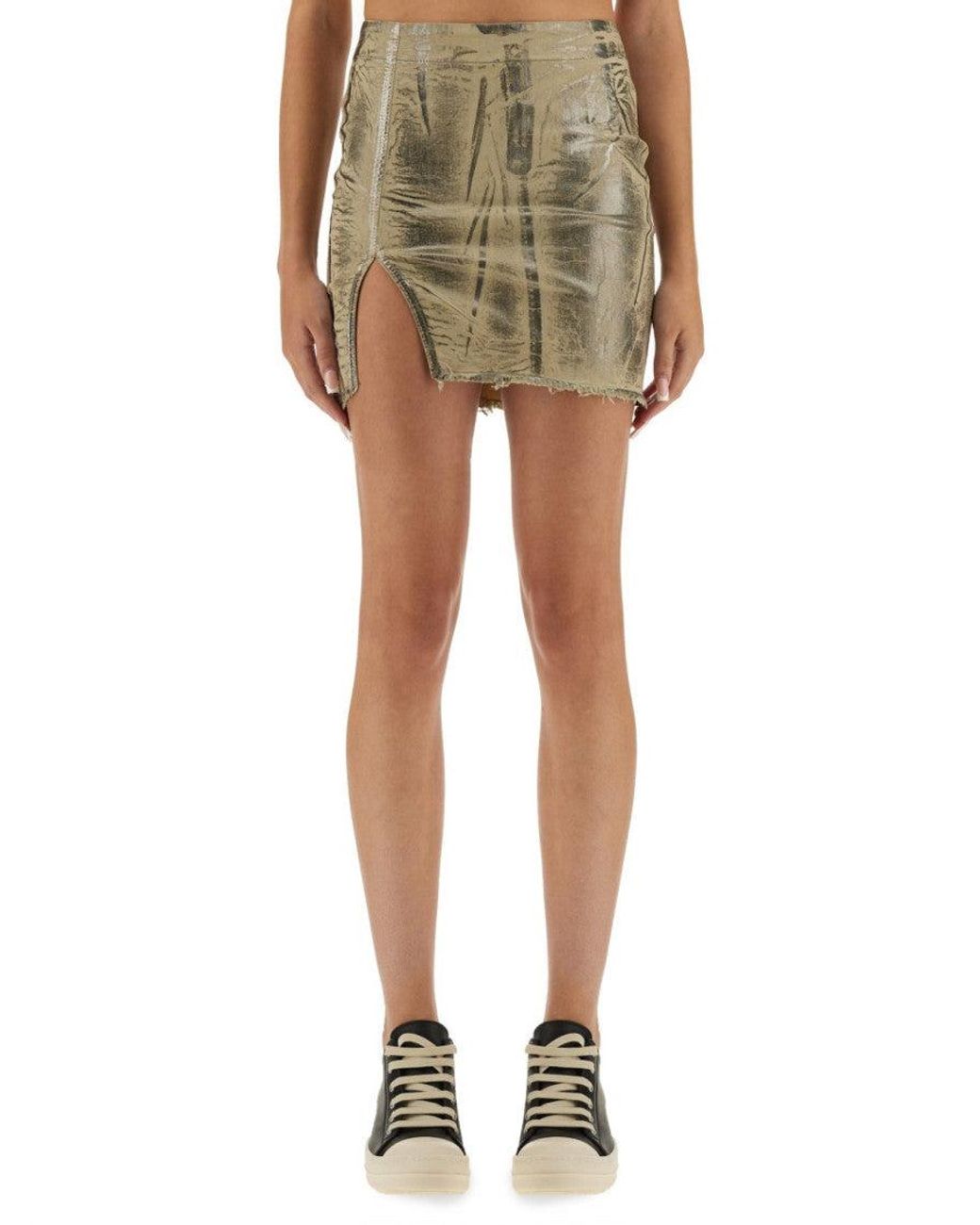 Rick Owens Green Textured Mini Skirt