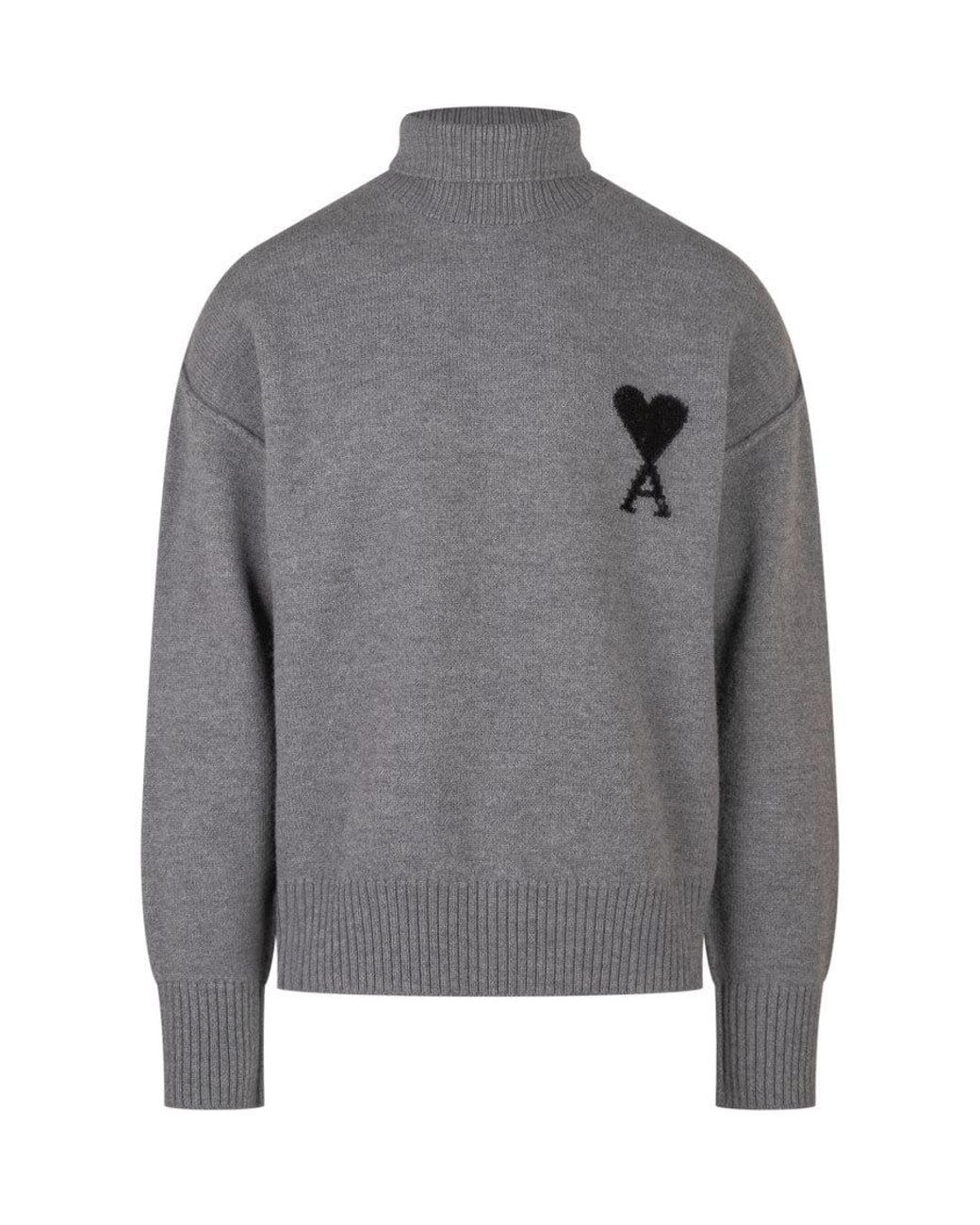 AMI Gray Turtle Neck Sweater for men