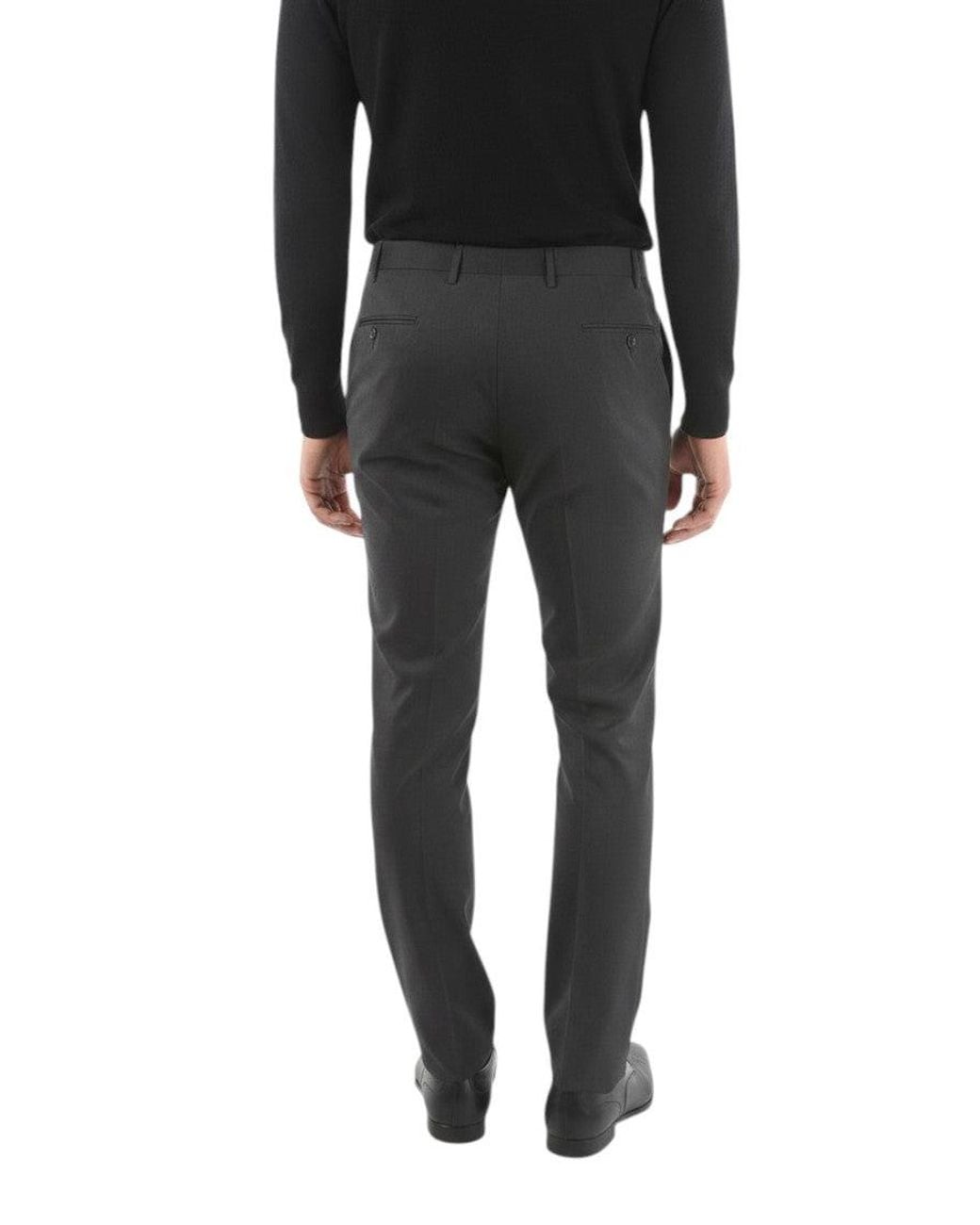 Corneliani Black Flat Front Trousers for men