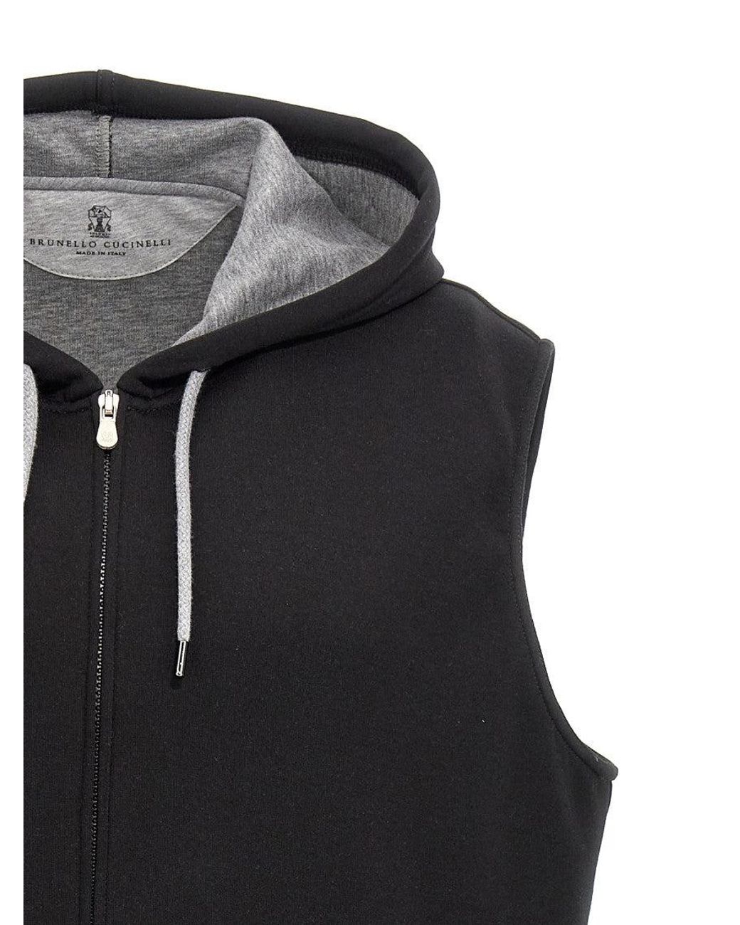 Brunello Cucinelli Black Hooded Vest for men