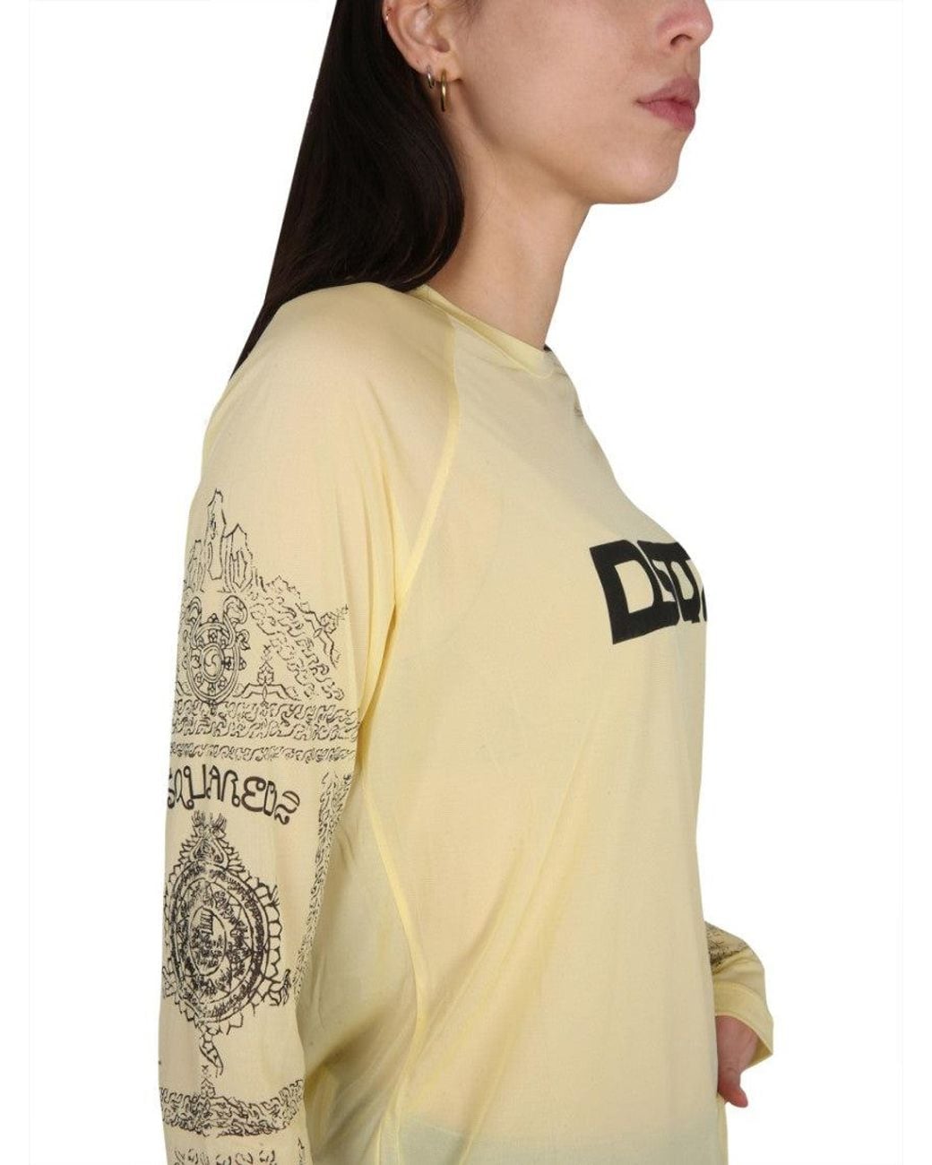 DSquared² Natural Semi-Sheer Long-Sleeved T-Shirt