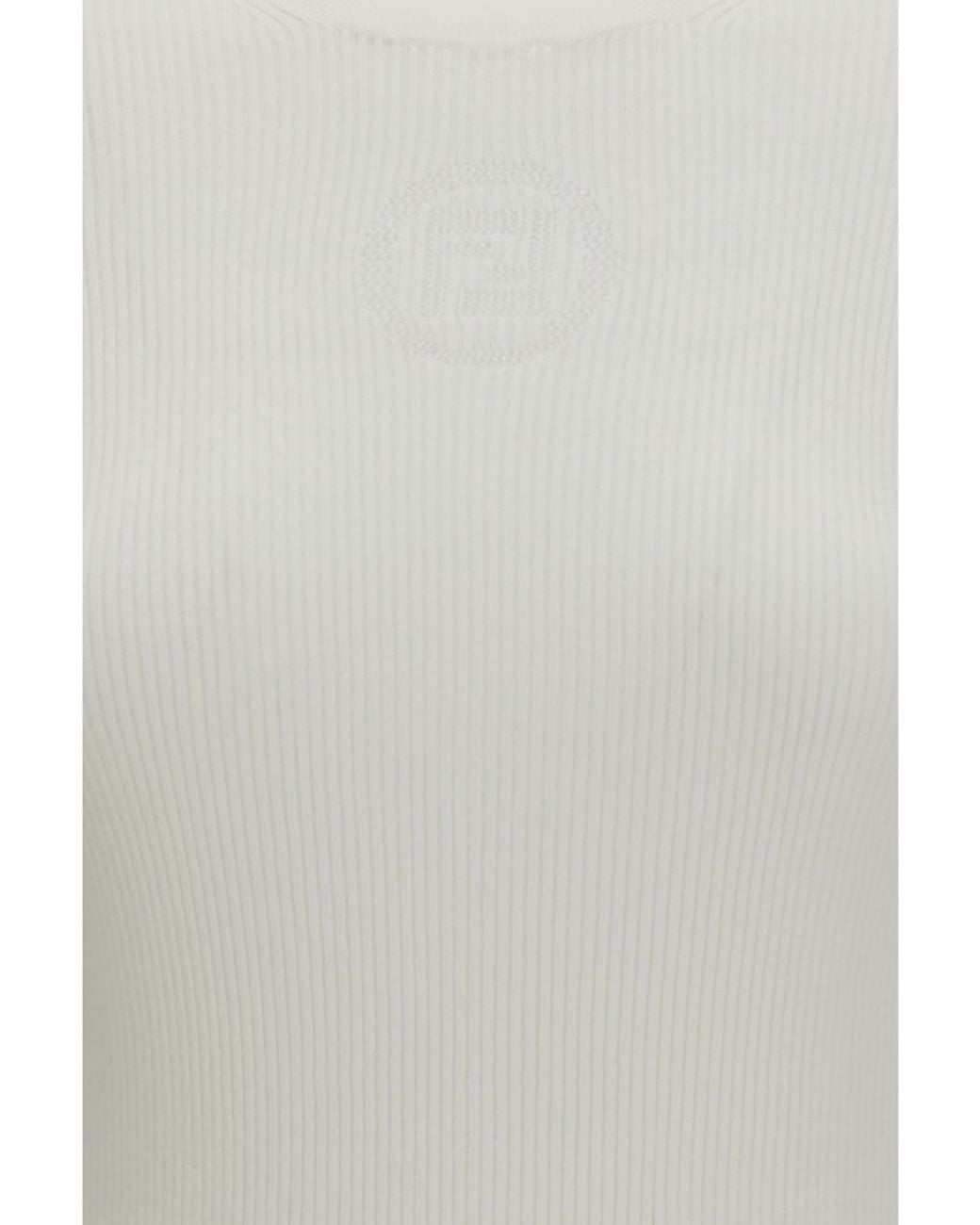 Fendi White Round Neck Sweater
