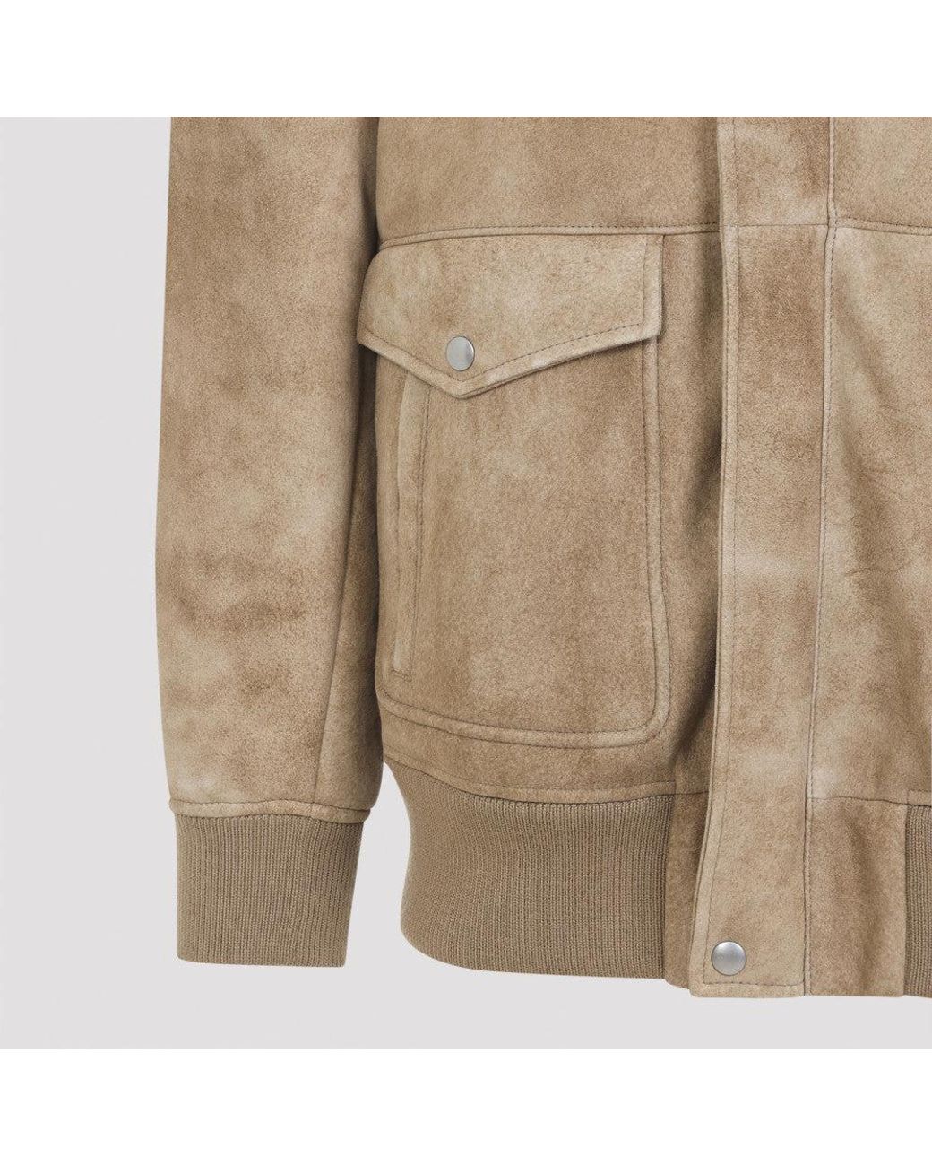 Prada Natural Suede Bomber Jacket