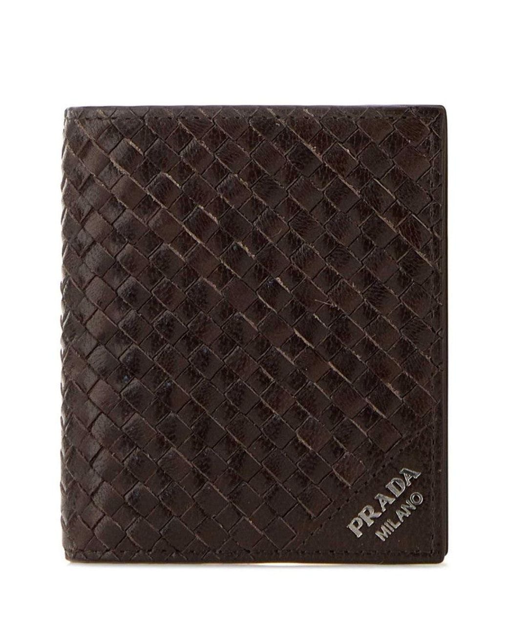 Prada Black Dark Minuteria Woven Wallet for men
