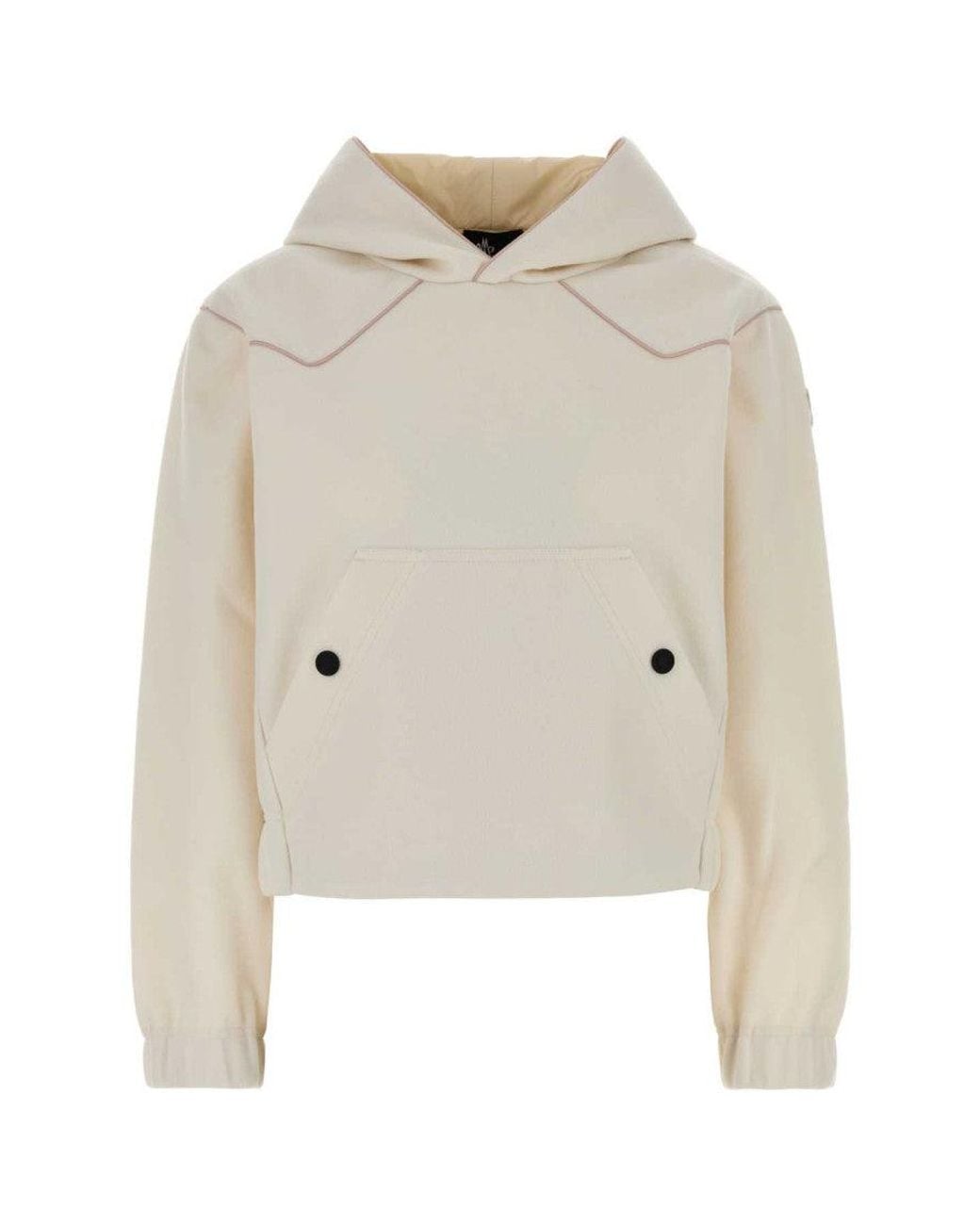 Moncler White Solid Hood Sweater