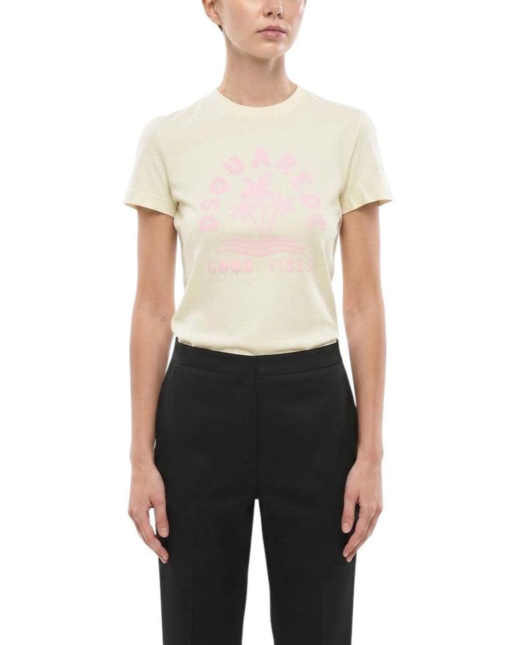 DSquared² White Printed Crew Neck T-Shirt