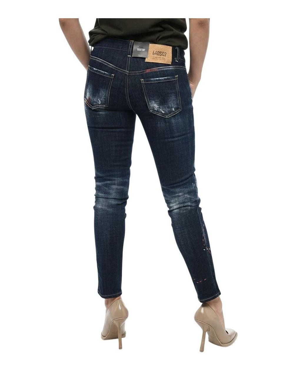 DSquared² Blue Skinny Mid Rise Jeans
