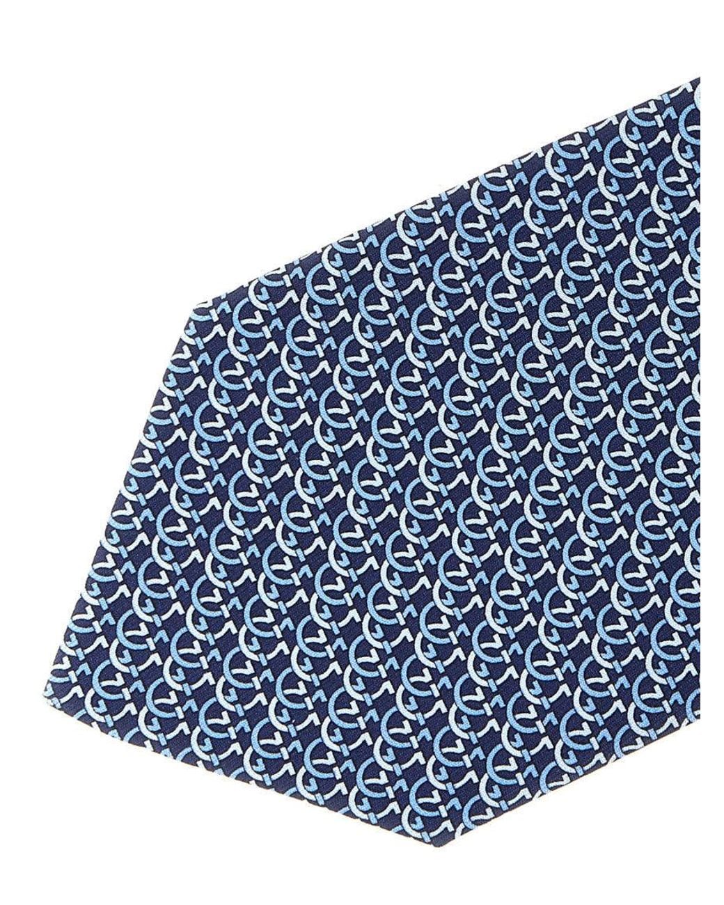 Ferragamo Blue Geometric Pattern Tie for men
