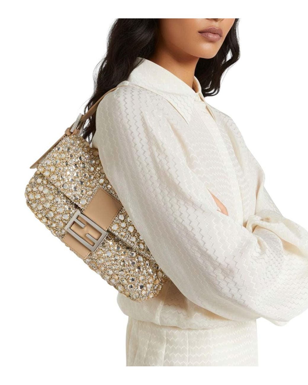 Fendi Metallic Baguette Medium Shoulder Bag