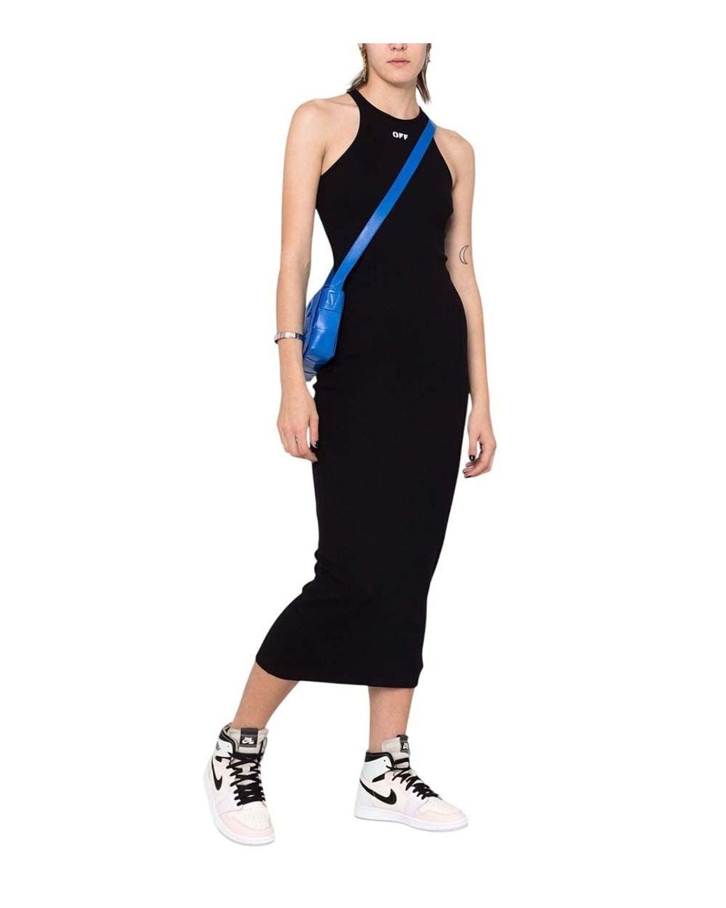 Off-White c/o Virgil Abloh Black Logo Halter Neck Midi Dress