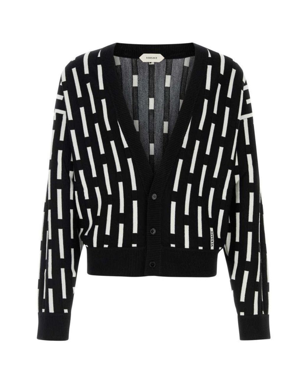 Versace Black Gianni Dashes Knit Sweater for men