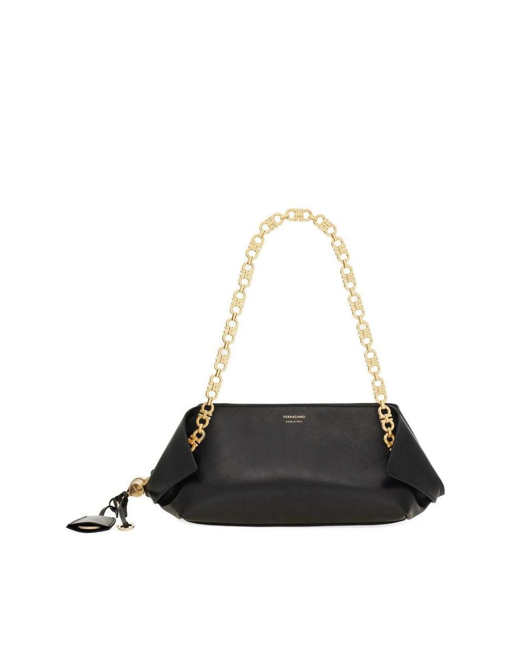Ferragamo Black Gancini Small Shoulder Bag