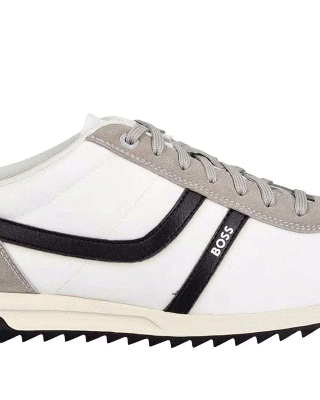 Boss White Color Block Sneakers for men