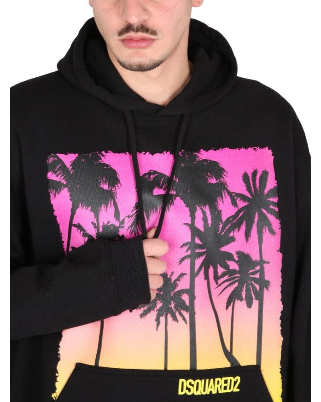 DSquared² Black Sunrise Print Sweatshirt With Hood For for men