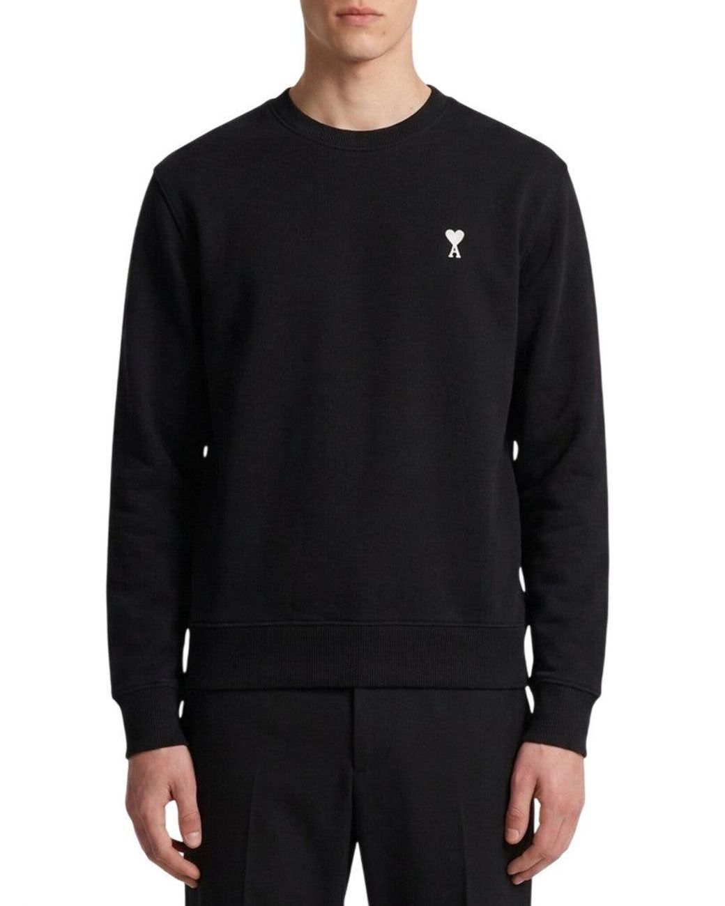 AMI Black Crew Neck Sweatshirt for men