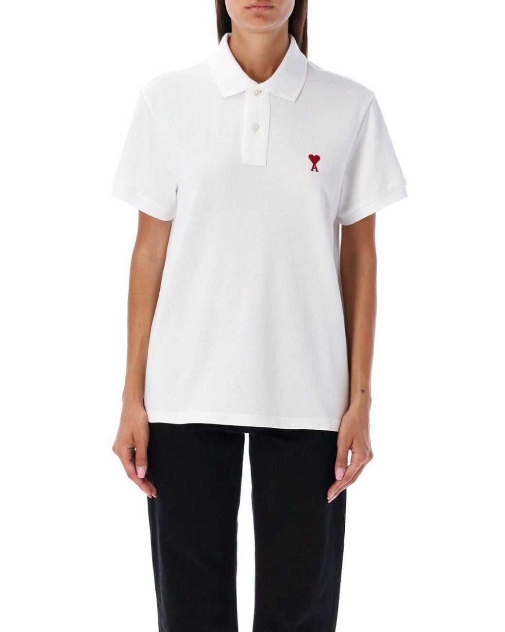 AMI White Ami De Coeur Polo Shirt for men