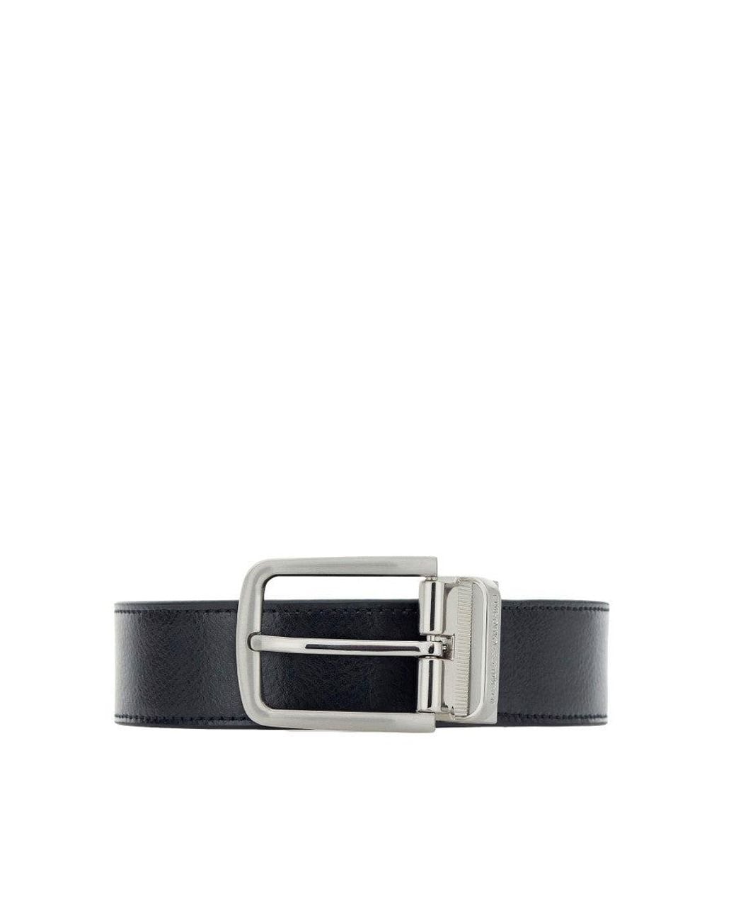 Emporio Armani White Solid Reversible Belt for men
