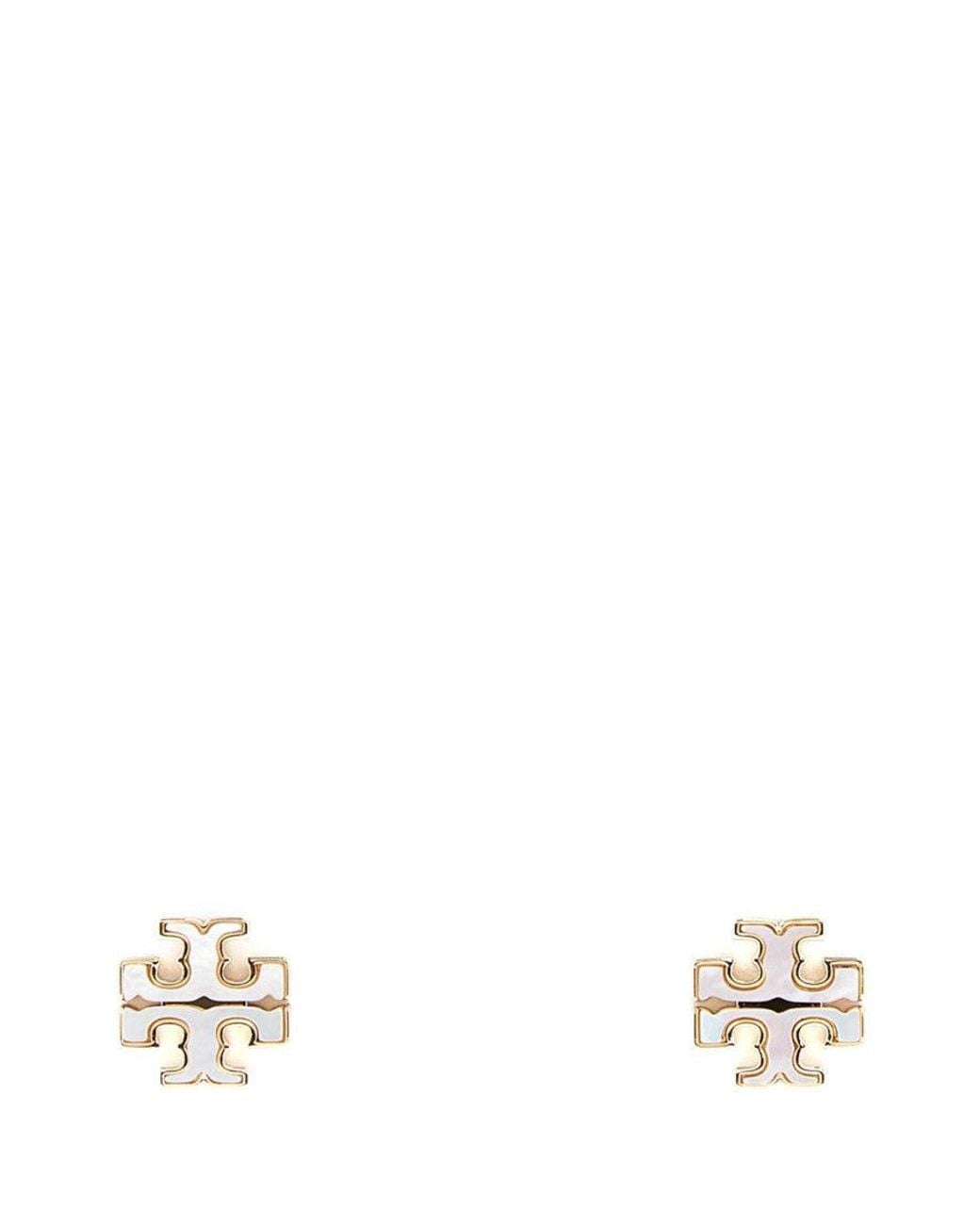 Tory Burch White Kira Stud Earrings