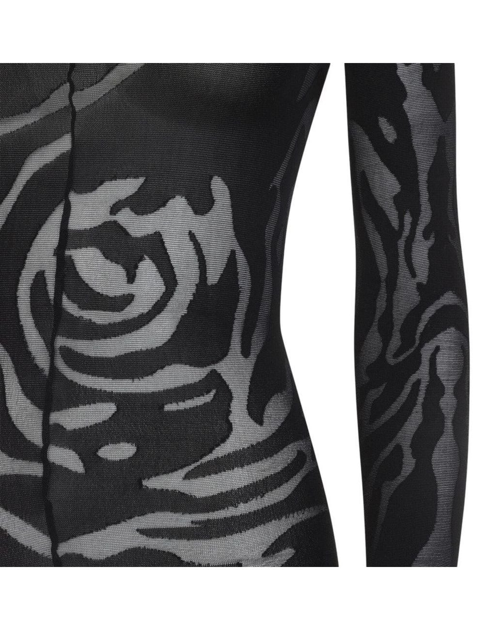 Wolford Black Abstract Crew Neck Jumpsuit