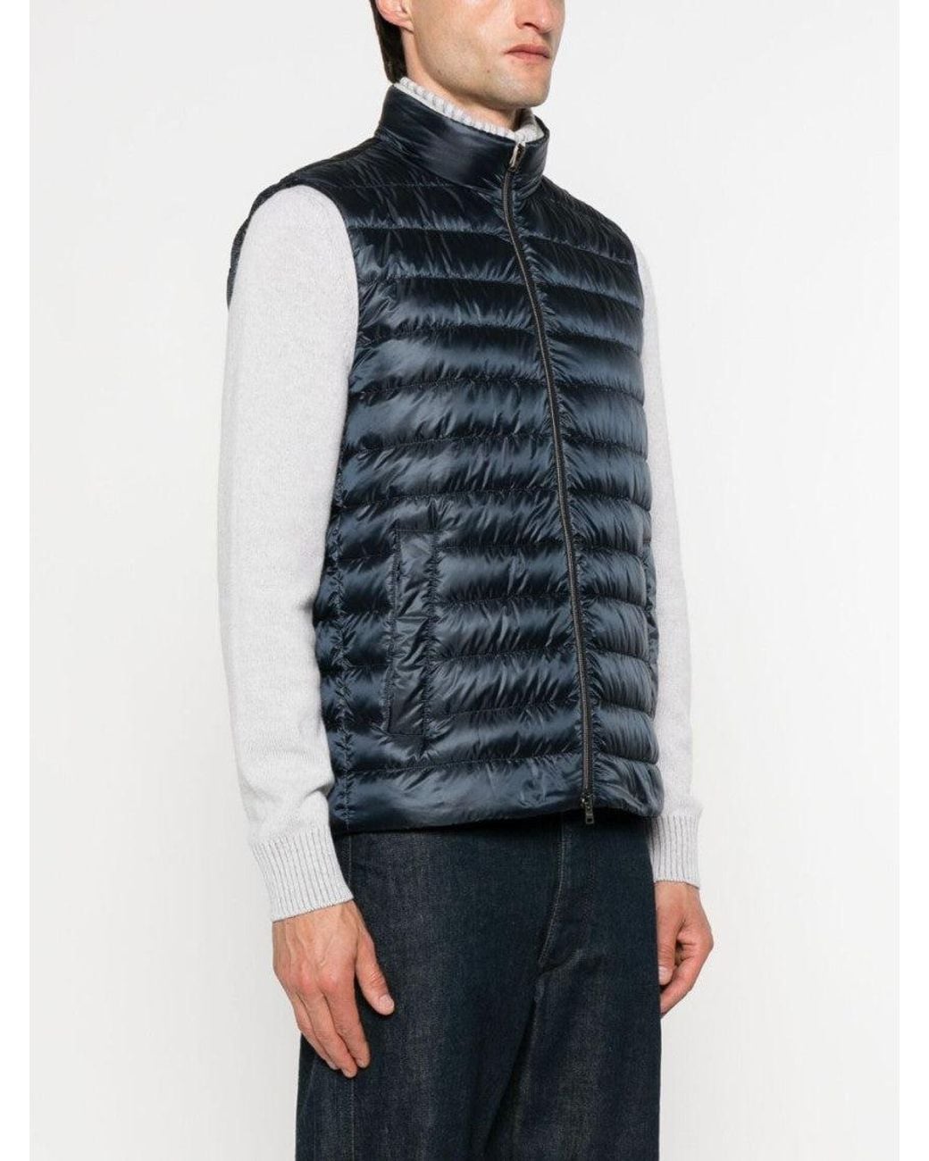 Herno Blue Nylon Vest for men