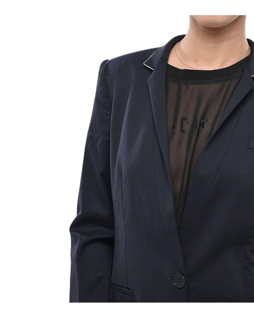Stella McCartney Blue Solid Notched Lapel Blazer