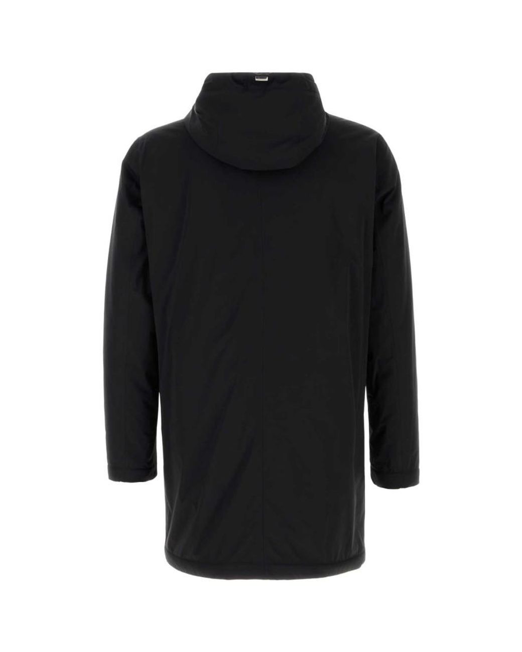 Herno Black Hooded Long Coat for men