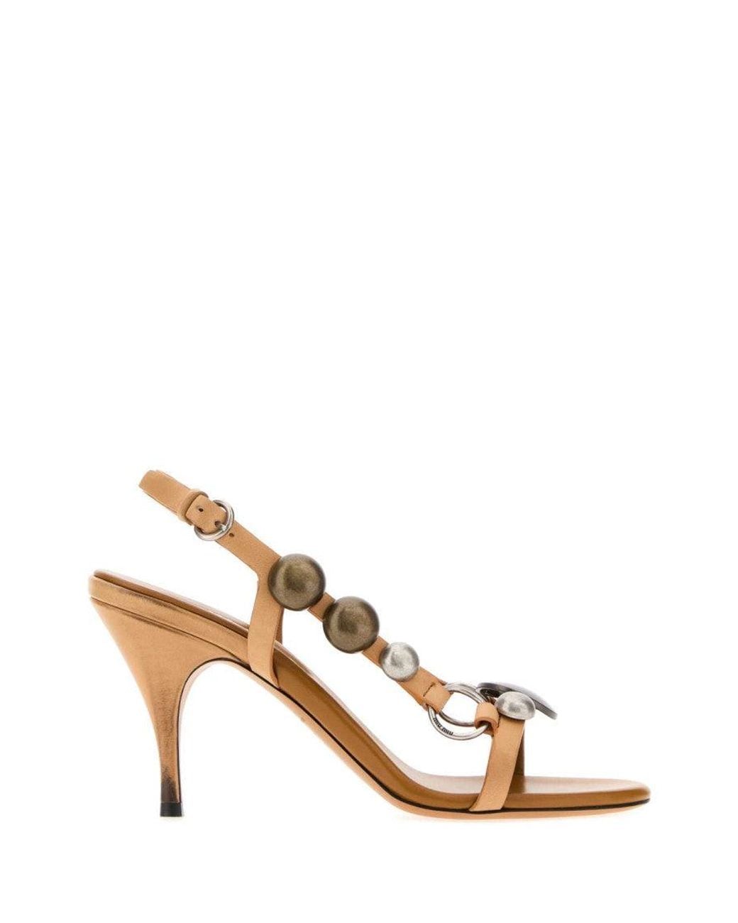 Miu Miu Brown Light Embellished Heels