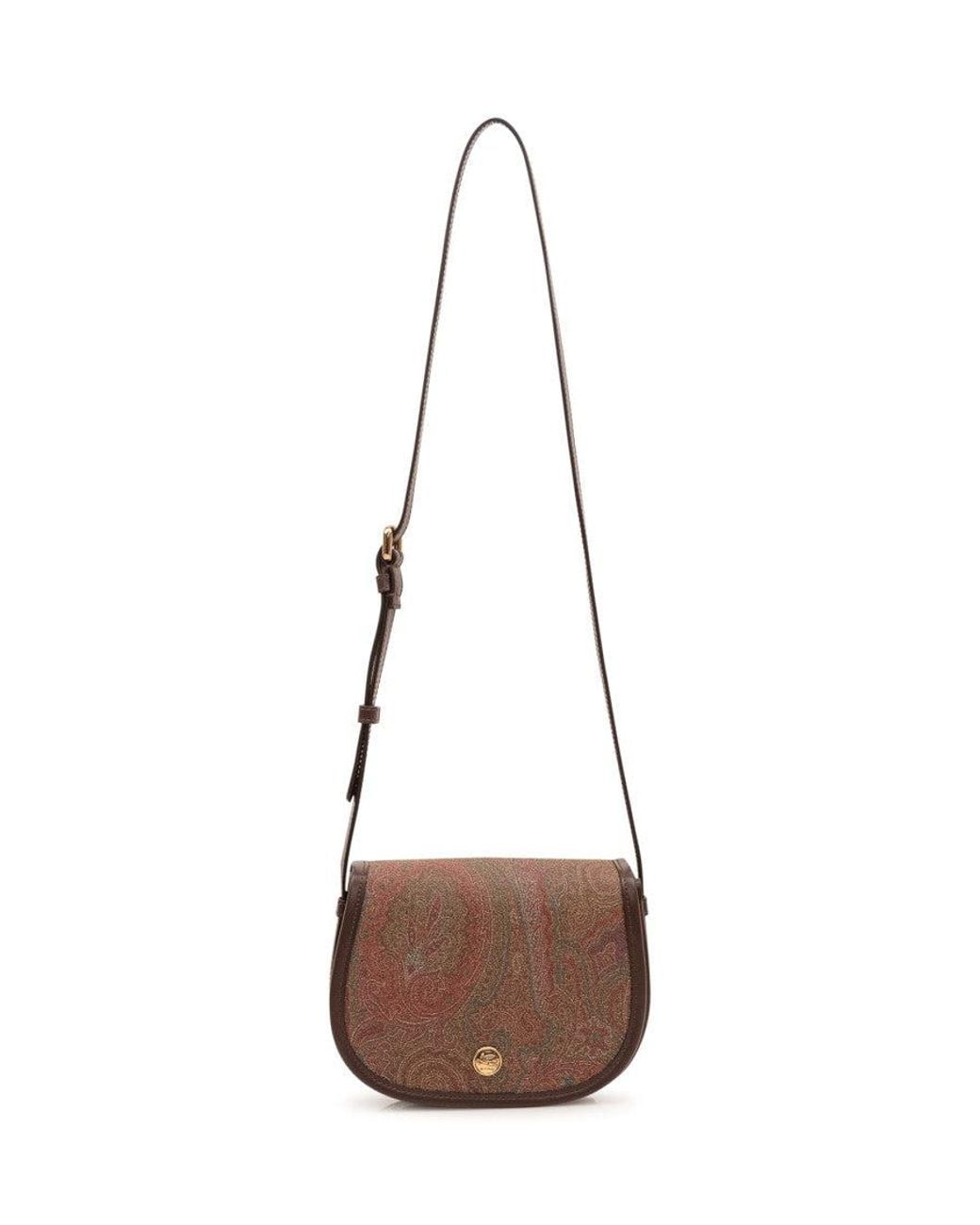 Etro Brown Paisley Print Small Crossbody Bag