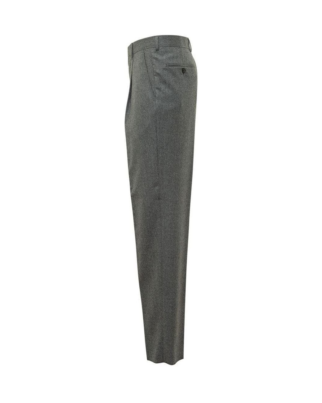 Zegna Gray Tailored Pleated Trousers for men