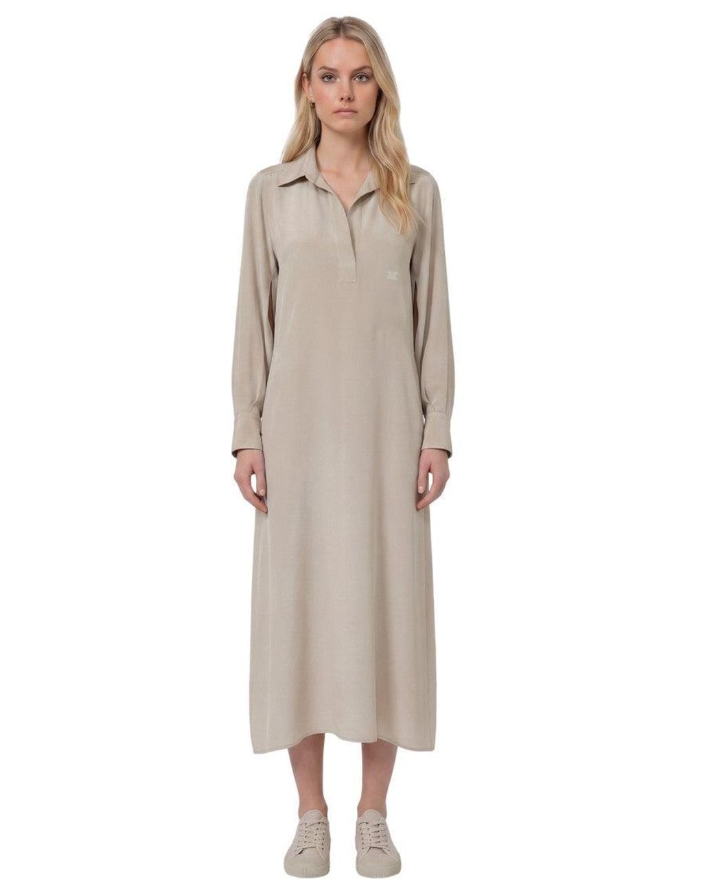 Max Mara Natural Shirt Collar Midi Dress