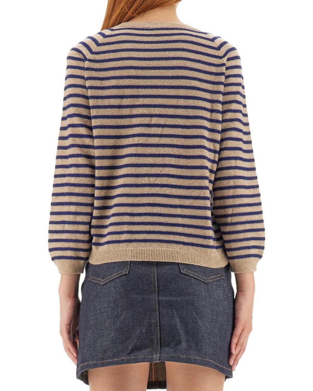 A.P.C. Red Regular Fit Striped Round Neckline Sweater