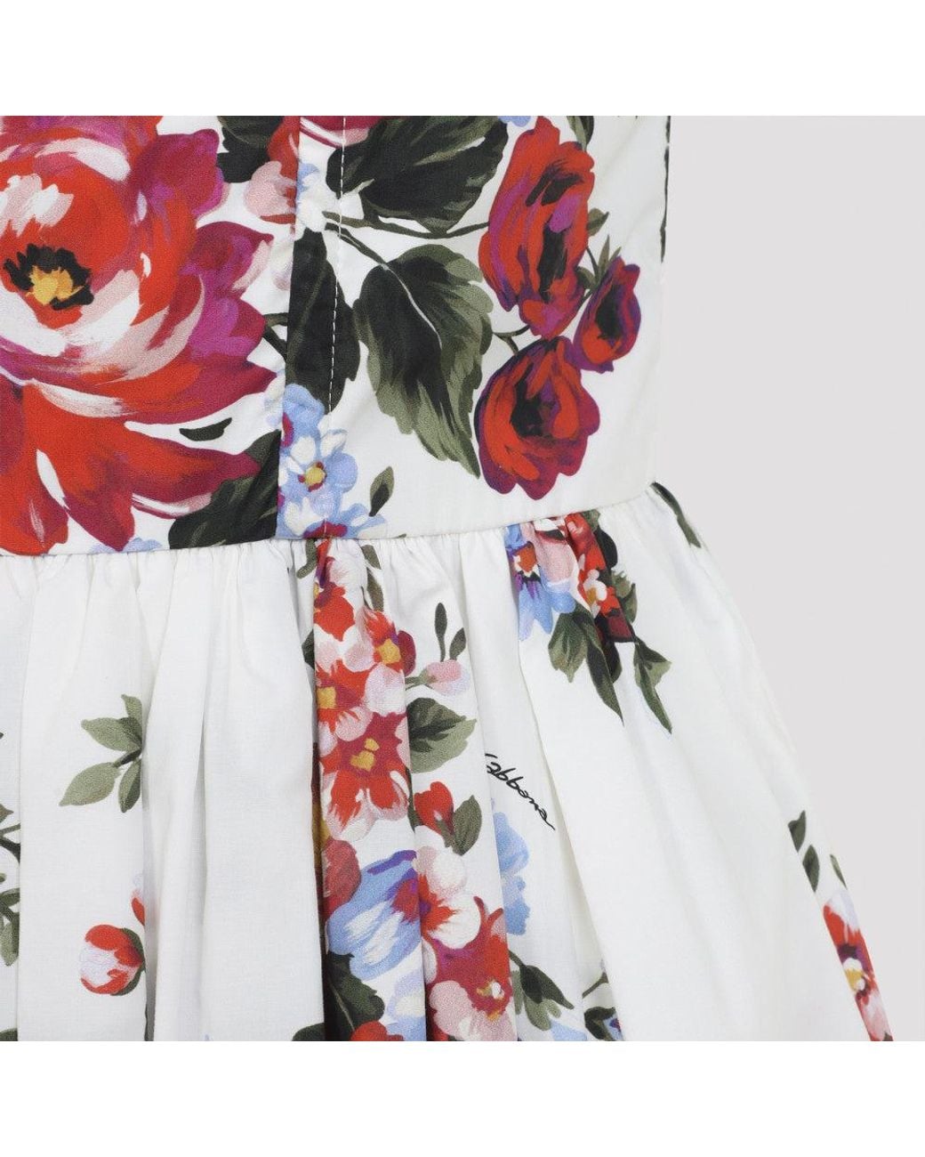 Dolce & Gabbana White Multi Color Printed Dress