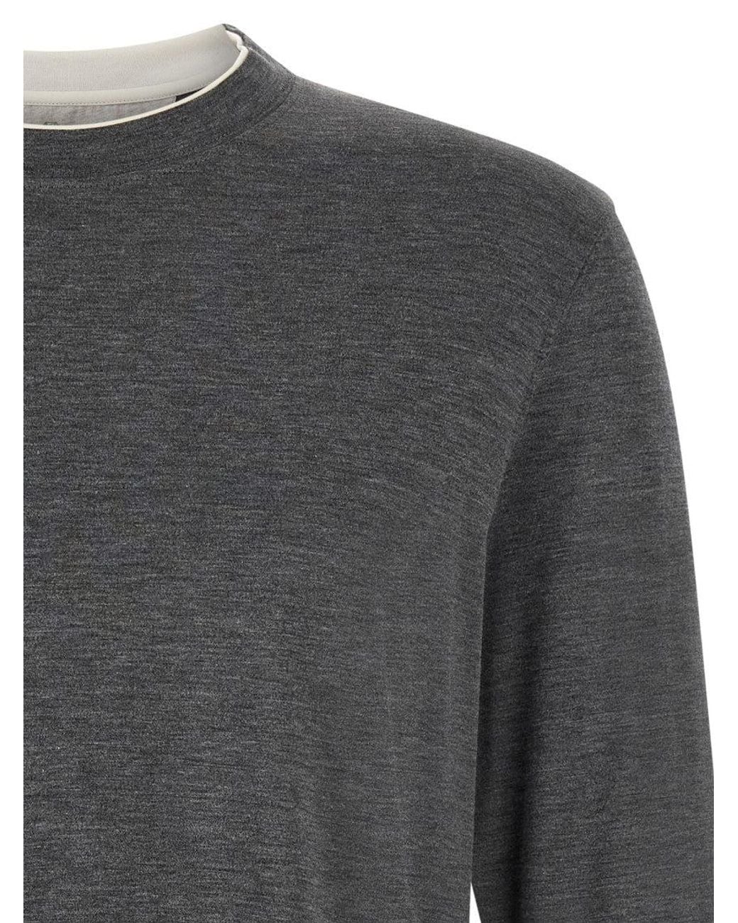 Brunello Cucinelli Gray Crew Neck T-Shirt for men