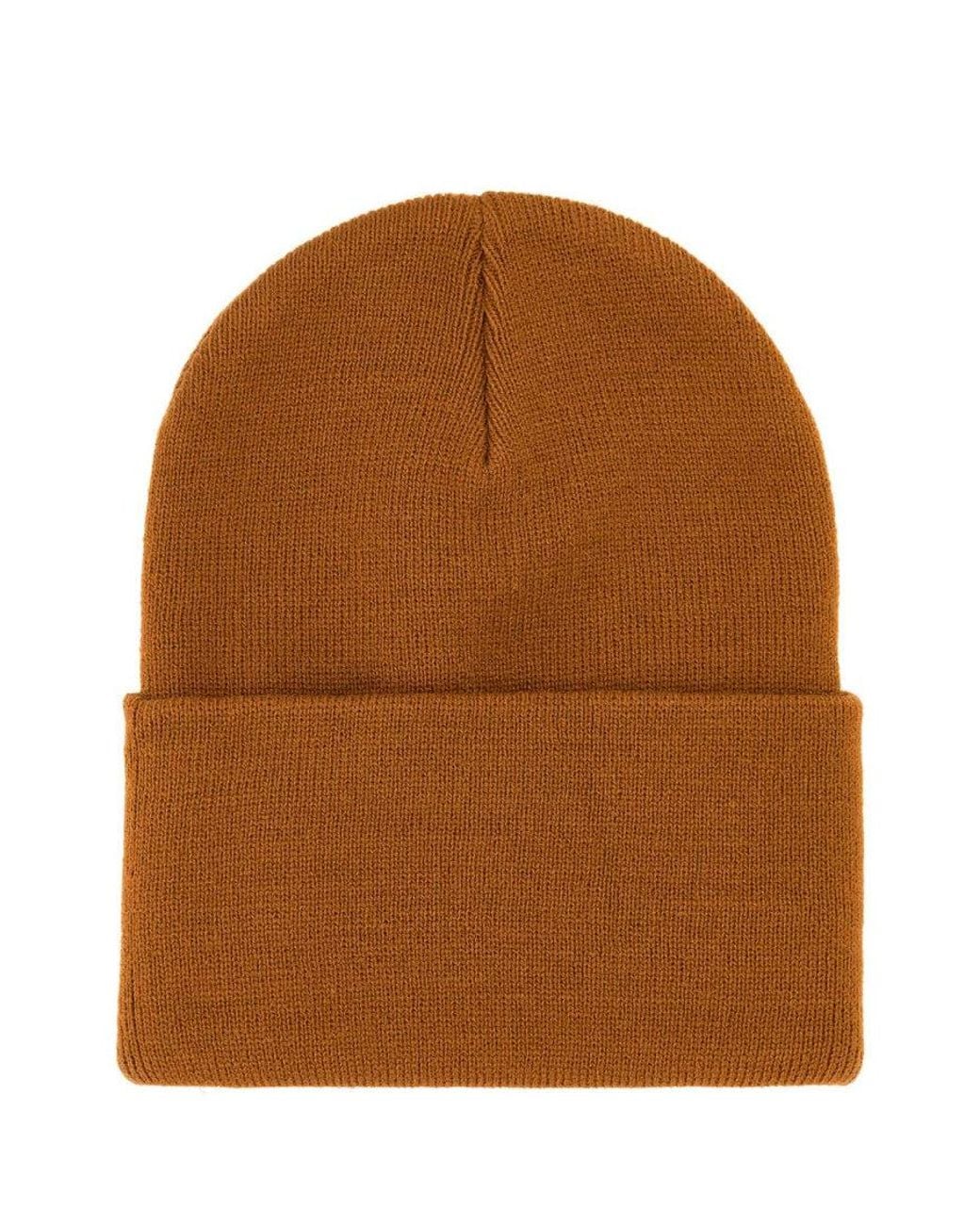 Carhartt Brown Logo Beanie Cap for men