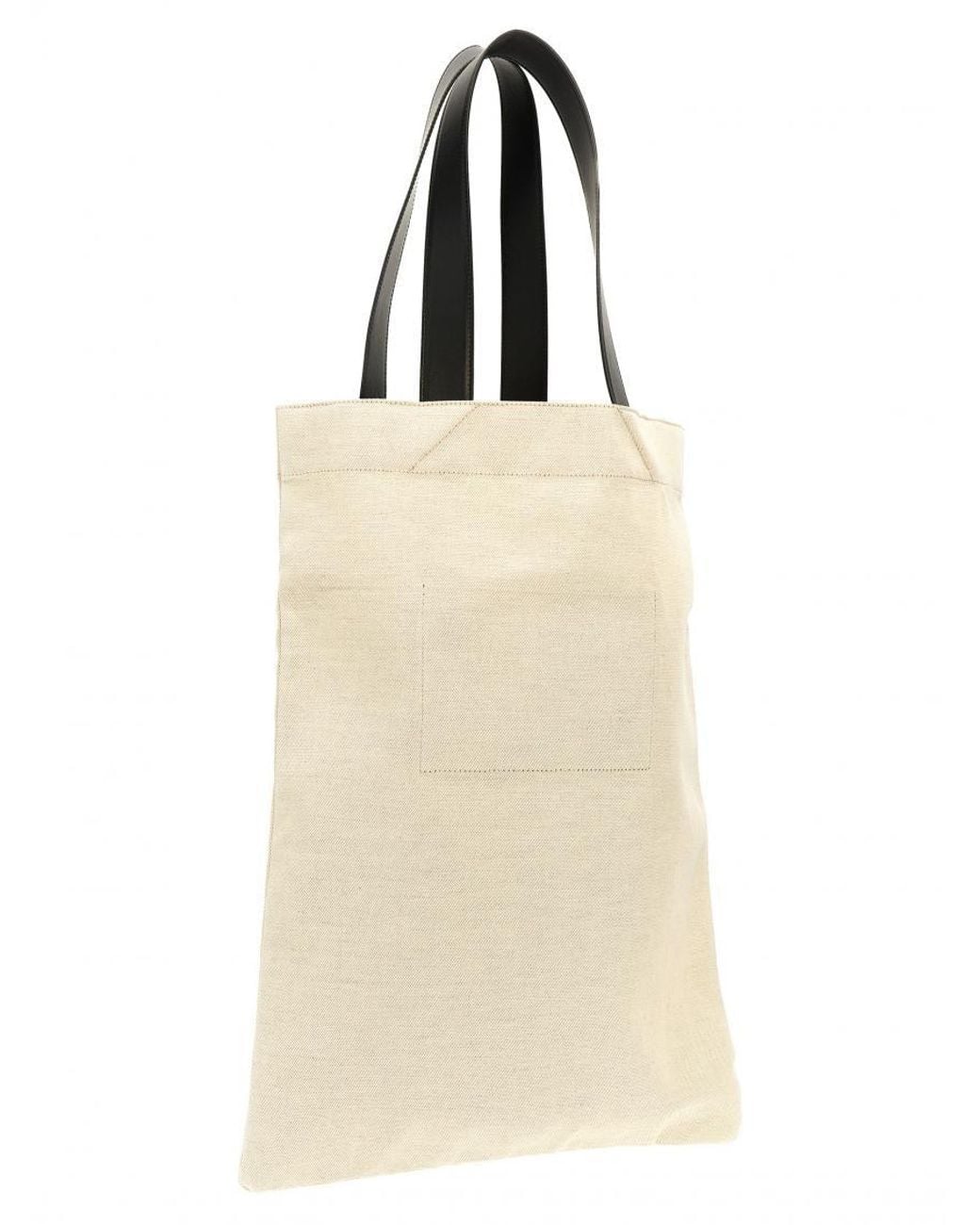 Jil Sander Natural Blackwhite Flat Shopper Large Shopping Bag
