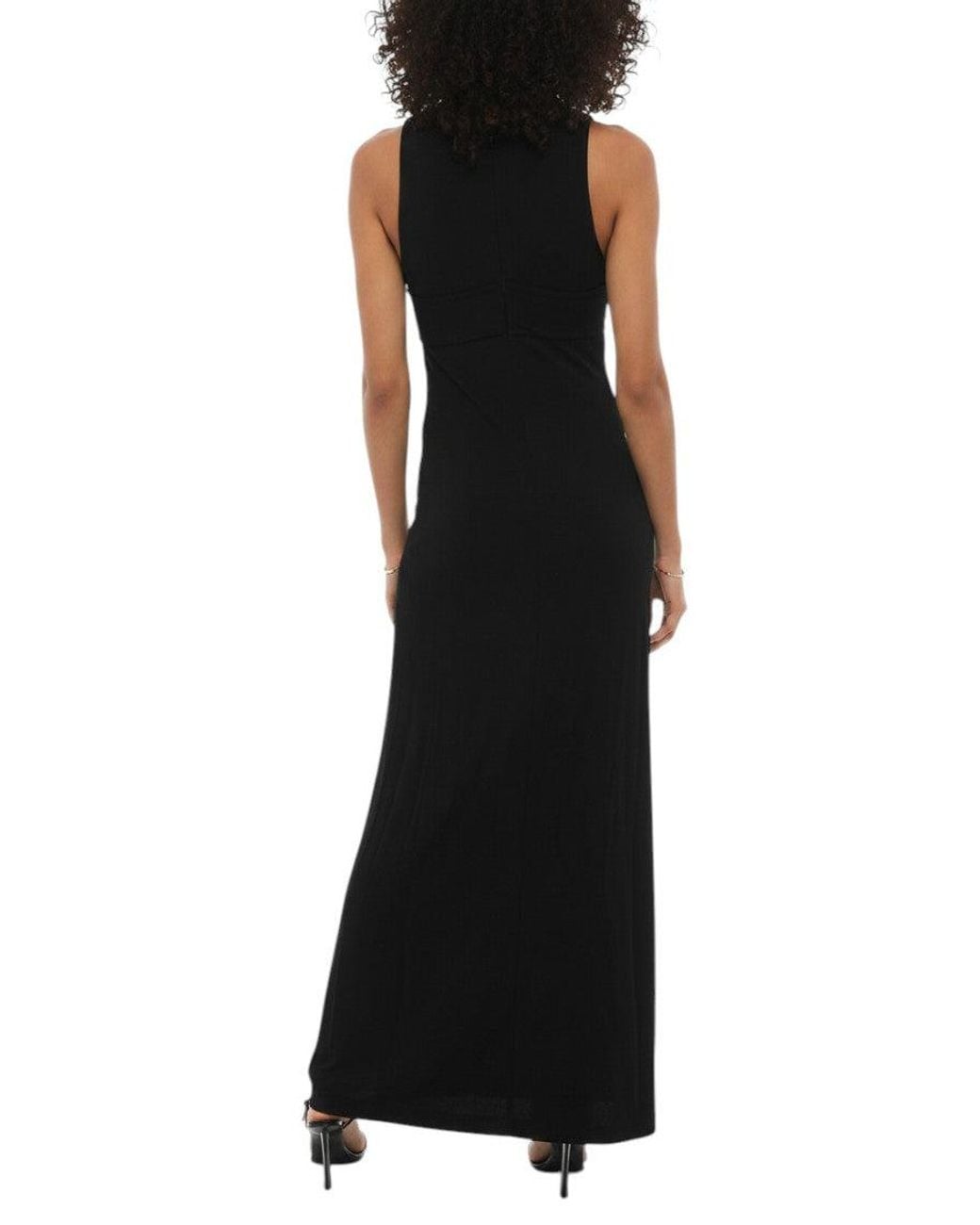 Ambush Black Solid V Neck Maxi Dress