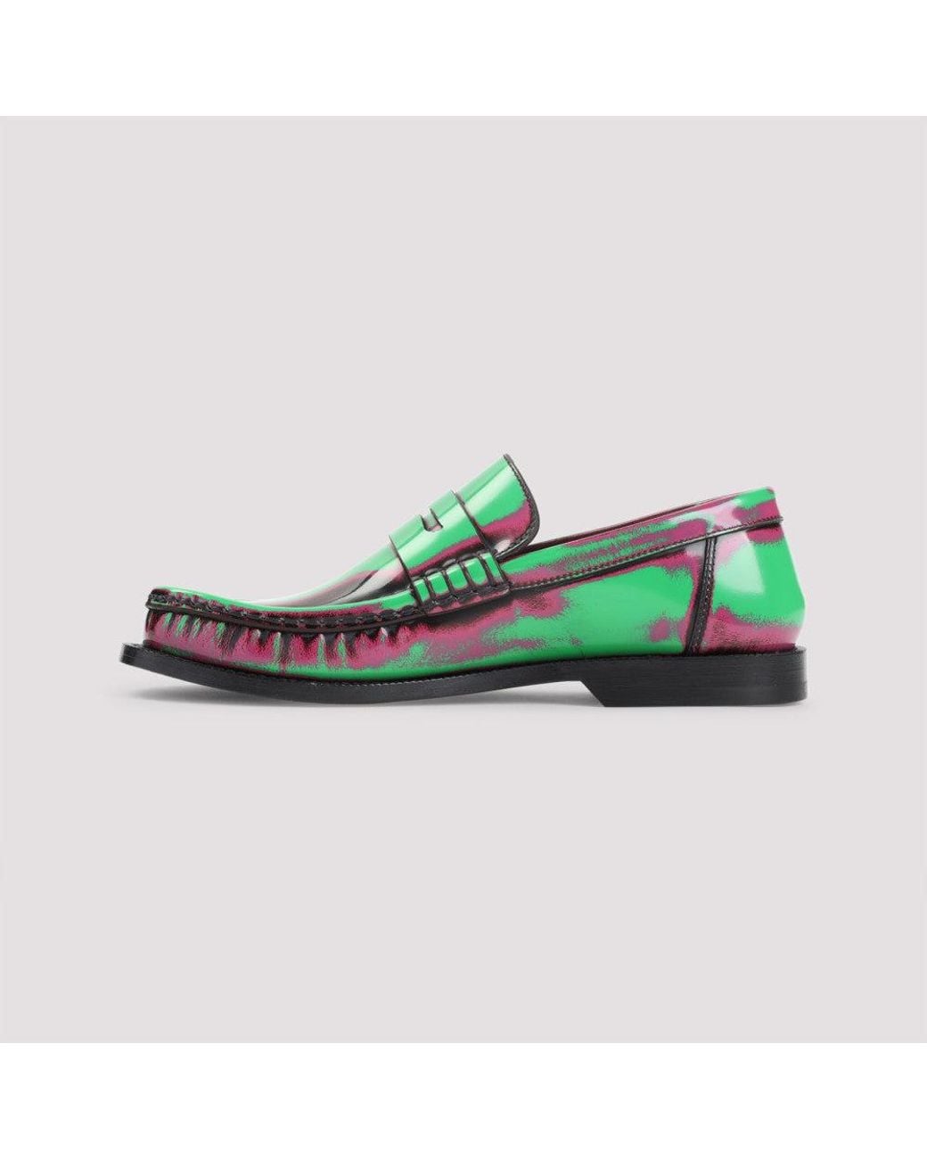 Loewe Green Multi Color Slip On Loafers