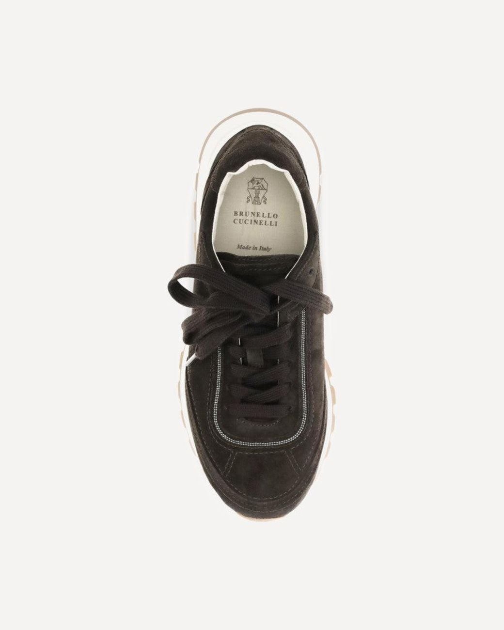 Brunello Cucinelli White Lace-Up Sneakers
