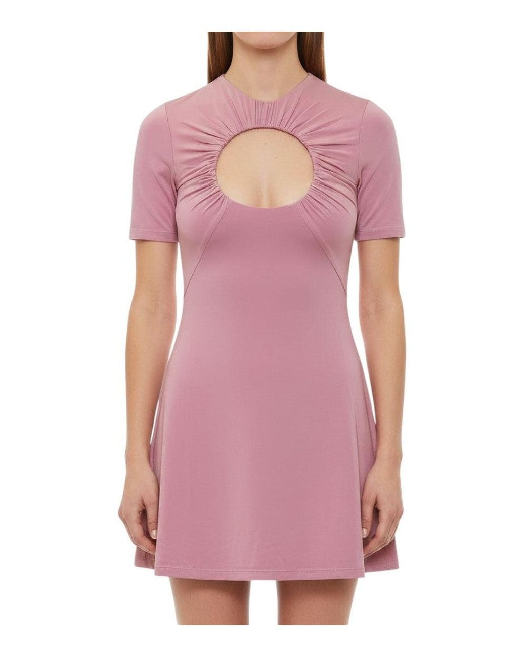MARINE SERRE Pink Crew Neck Mini Dress