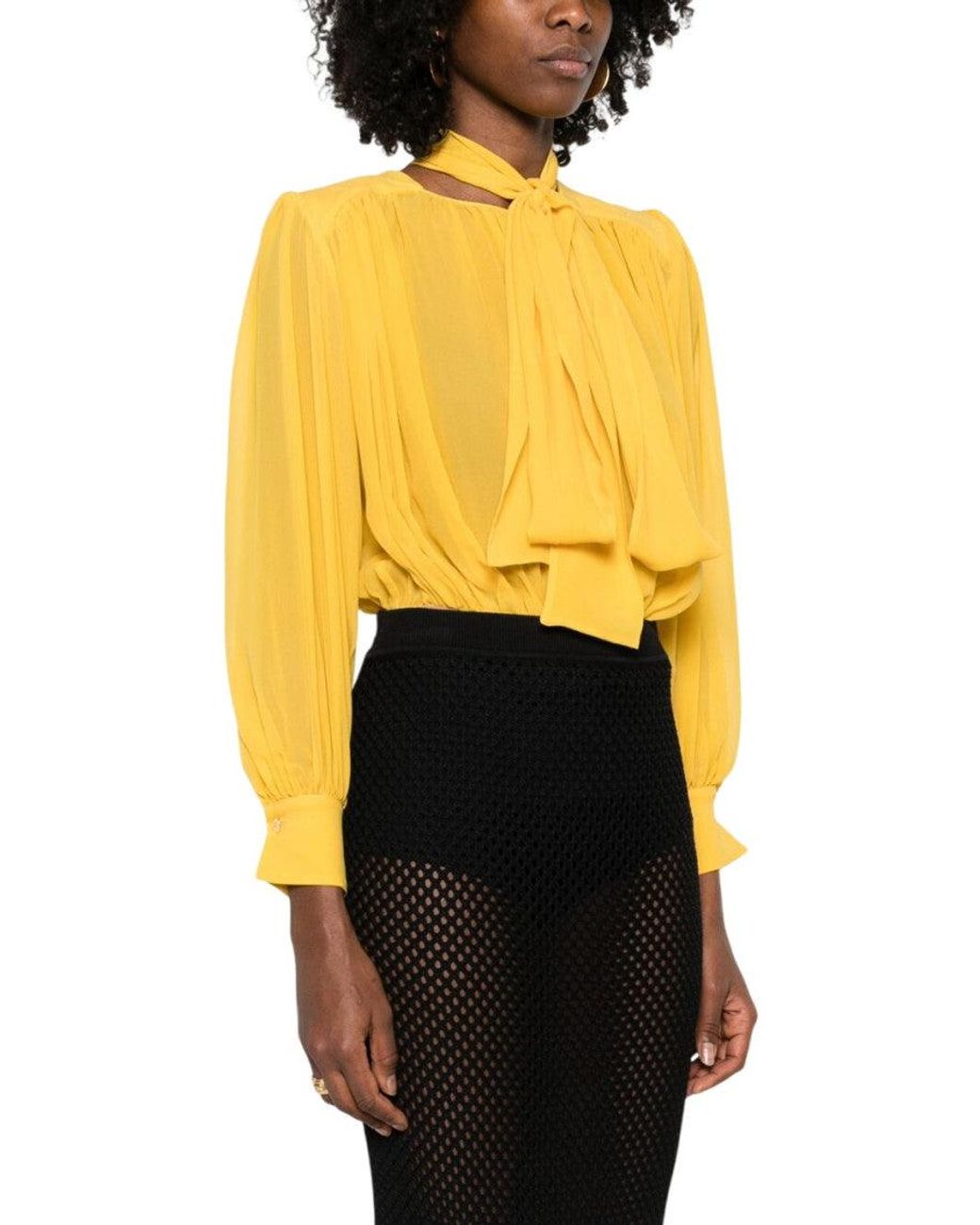 Elisabetta Franchi Yellow Band Collar Top