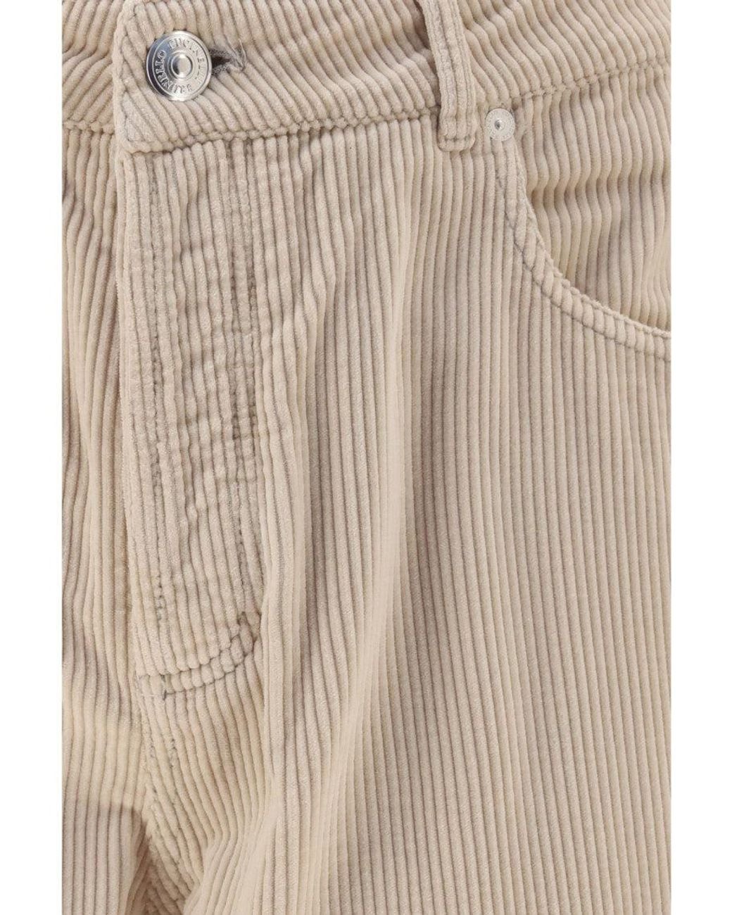 Brunello Cucinelli Natural Corduroy Pants Cotton; Elastane for men