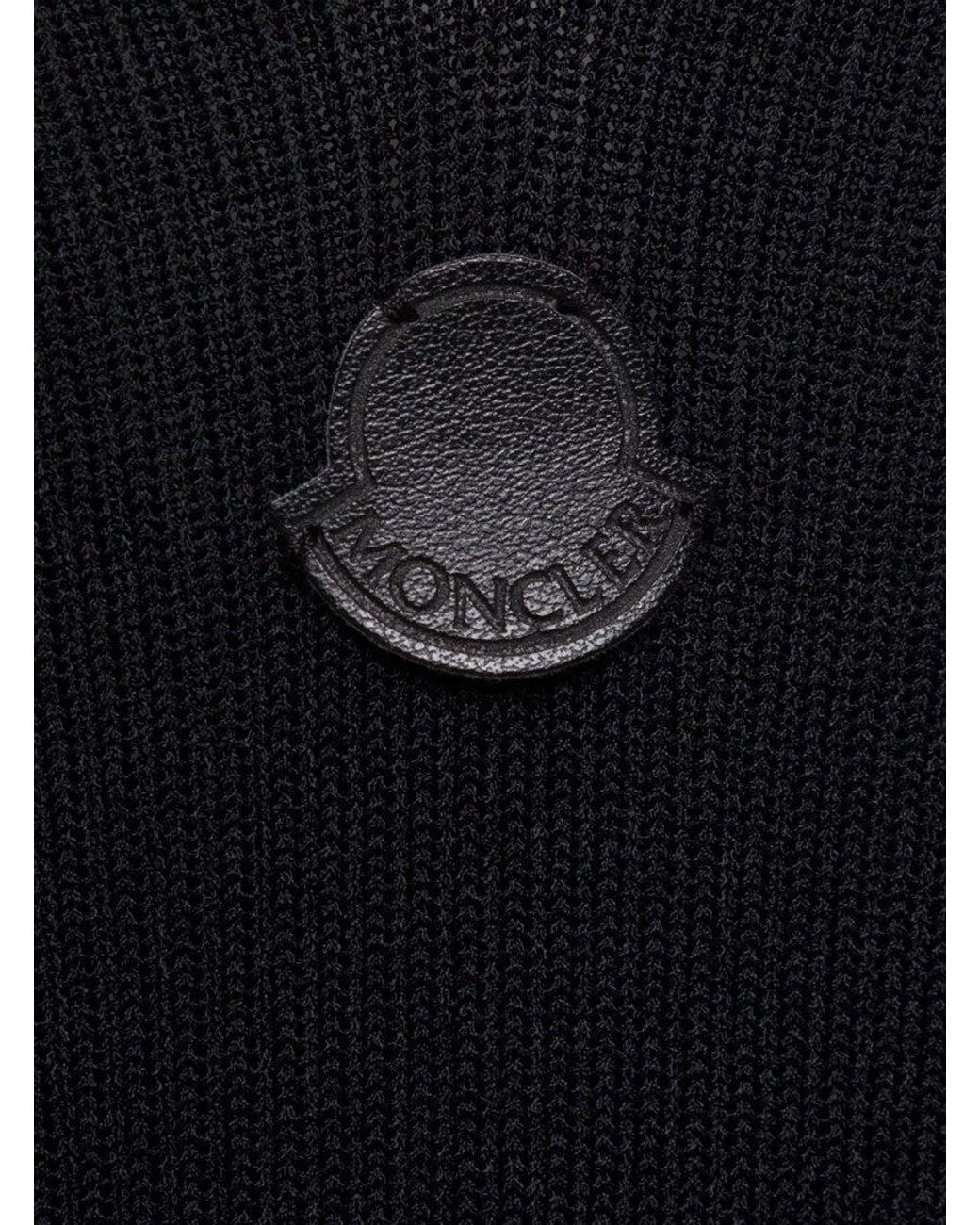 Moncler Blue Mini Sleeveless Knit Dress With Logo Pstch