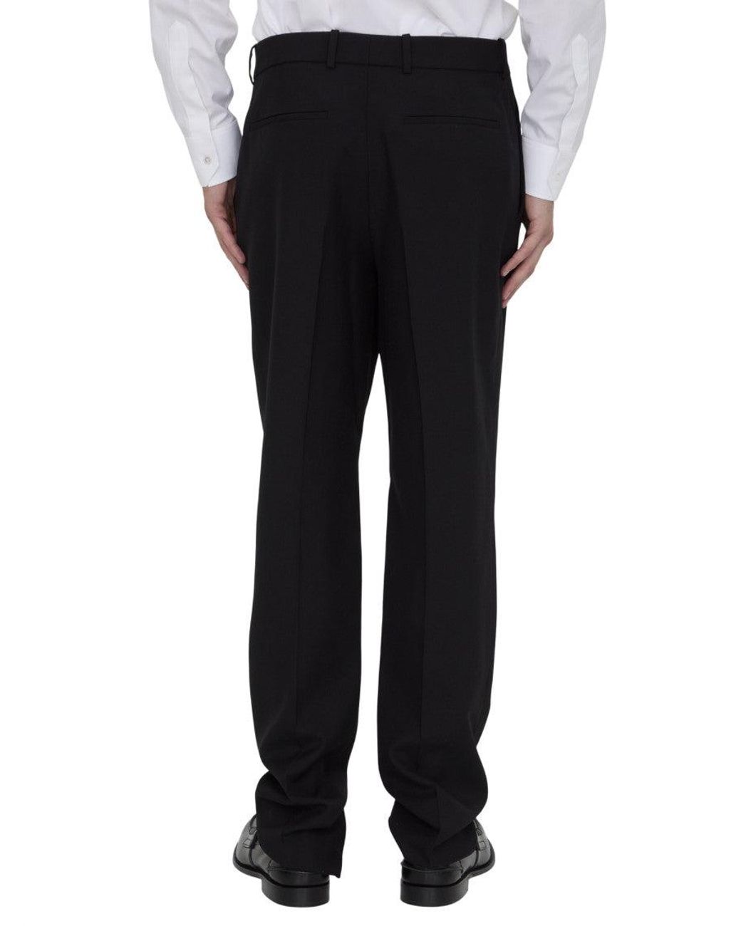 Saint Laurent Black Flat Front Trousers for men