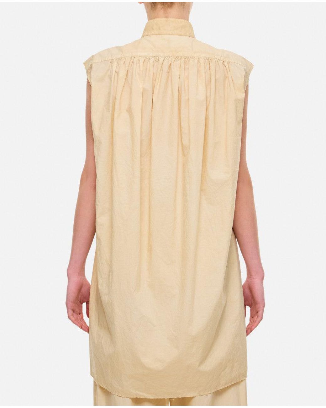 Quira Natural Off Sleeveless Cotton Shirt