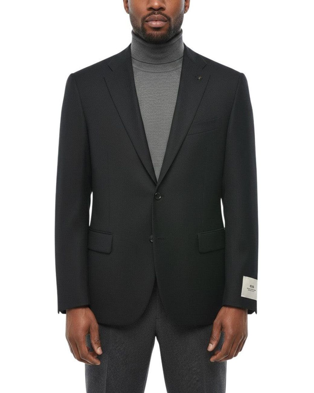 Corneliani Black Notched Lapel Blazer for men