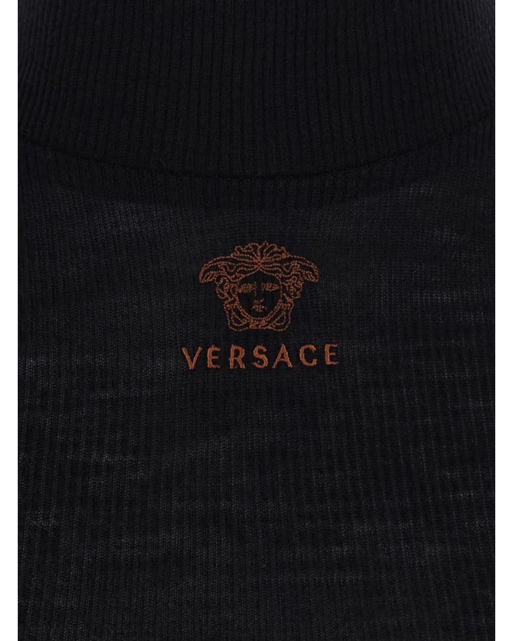Versace Blue Logo Turtle Neck Sweater