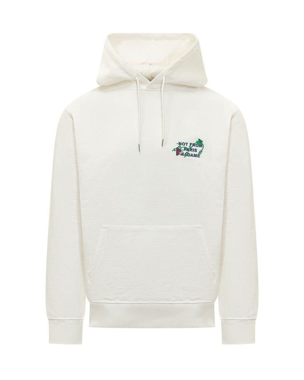 Drole de Monsieur White Embroidered Hoodie for men