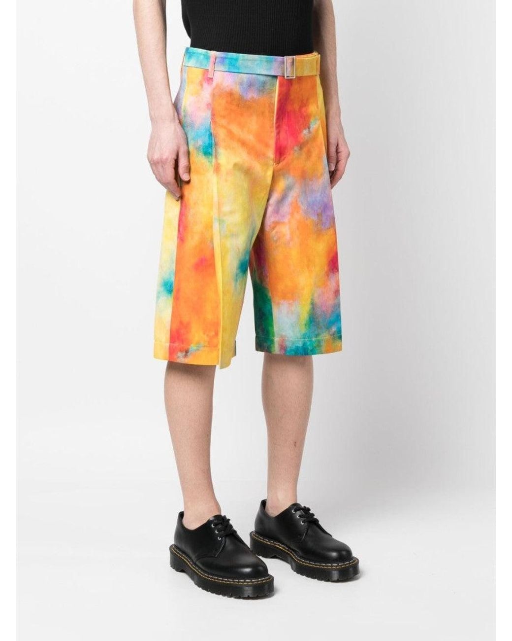 Etudes Studio Orange Tie-Dye Print Shorts for men